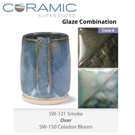 Smoke SW-121 over Celadon Bloom SW-150 Stoneware Combination